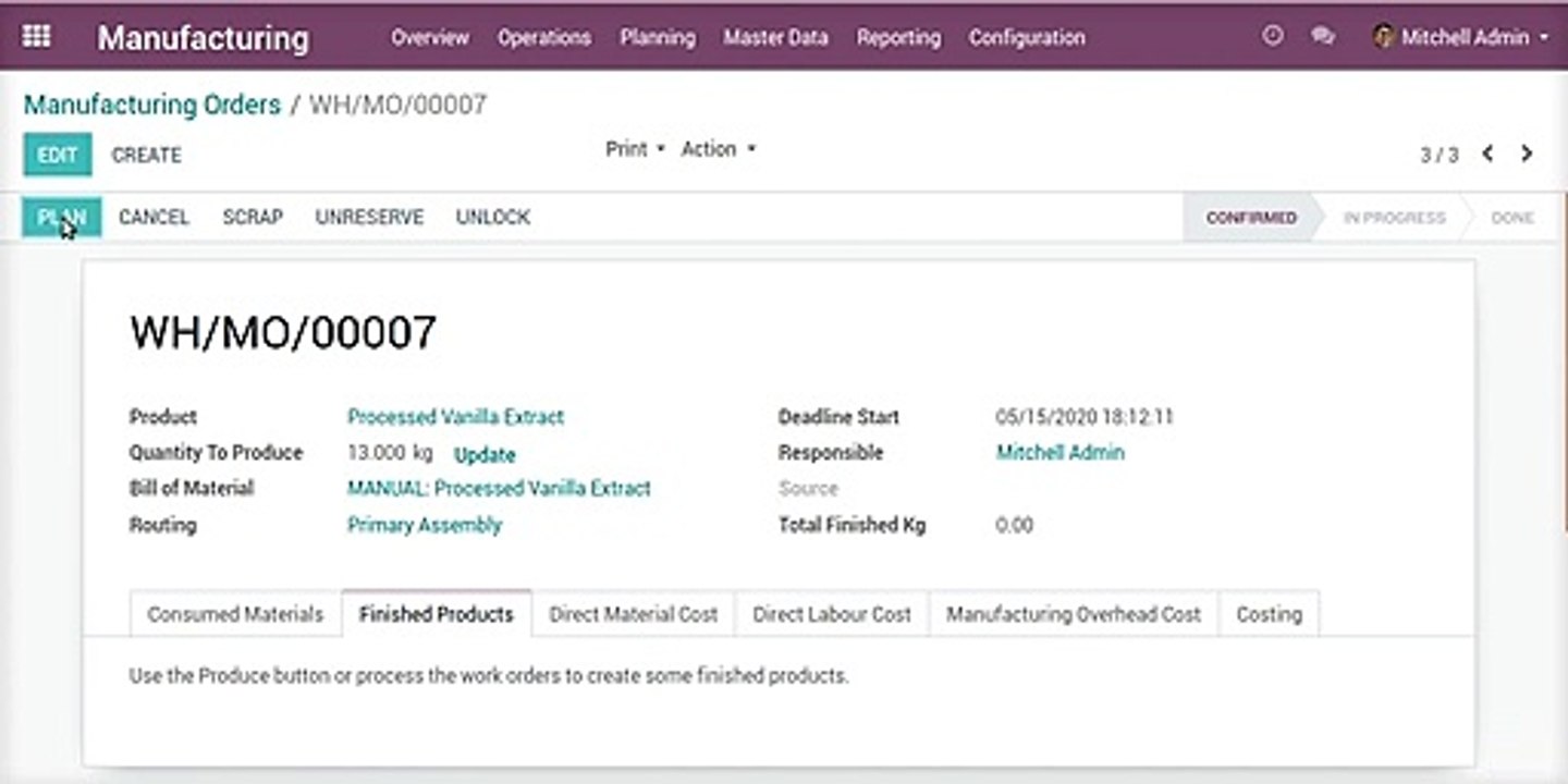 How to Calculate Process Costing of Manufacturing | Secondary Products | Odoo
