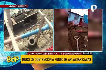 Muro de contención está a punto de colapsar en asentamiento humano de Chorrillos