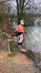 Helen Knight's cold water challenge for Animals In Need