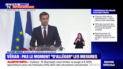 Olivier Véran: "Ce ne serait pas responsable" de rouvrir les lieux publics fermés