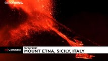 Italy's Mount Etna volcano continues to scatter lava and ash