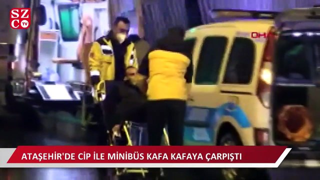 Ataşehir'de minibüs ile cip kafa kafaya çarpıştı