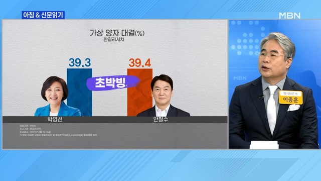 신문브리핑5 박영선 39.3% vs 안철수 39.4% '초박빙' 외 주요기사