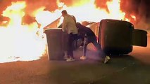 Imatges de les barricades en flames a la manifestació a Barcelona