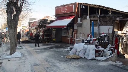 TOKAT - 7 iş yerinin zarar gördüğü yangında hasar tespit çalışmaları