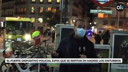 El fuerte dispositivo policial evita se repitan en Madrid los violentos disturbios en apoyo a Hasél