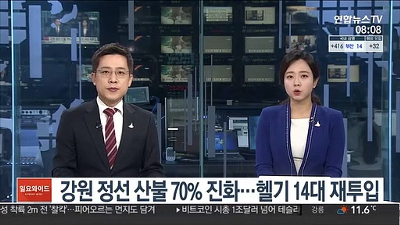 강원 정선 산불 70% 진화…헬기 14대 재투입
