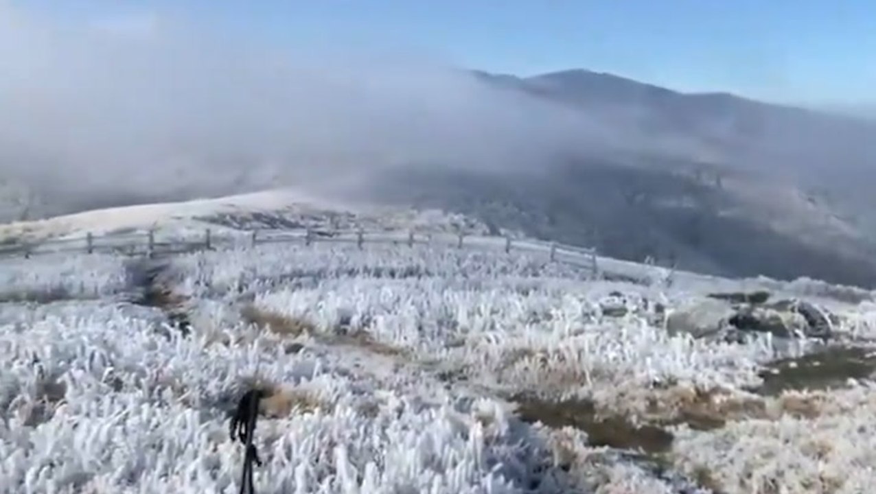 From atop a frigid mountain