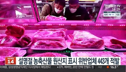 설명절 농축산물 원산지 표시 위반업체 443개 적발