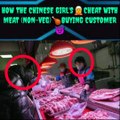 CCTV CAMERA CAPTURE] HOW TO CHEAT CHINESE GIRL'SWITH MEAT (NON-VEG)BUYING CUSTOMER 