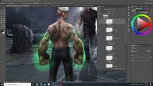 terminator vs Popeye (photoshop timelapse)