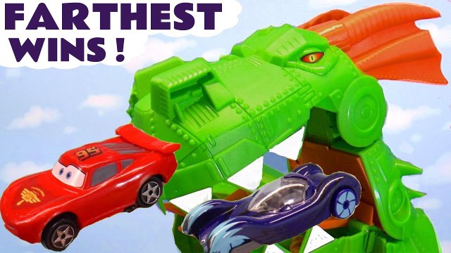 Dragon Hot Wheels Cars Challenge with Disney Cars Lightning McQueen versus PJ Masks Catboy in this Fun Funny Funlings Race Video for Kids from a Kid Friendly Family Channel