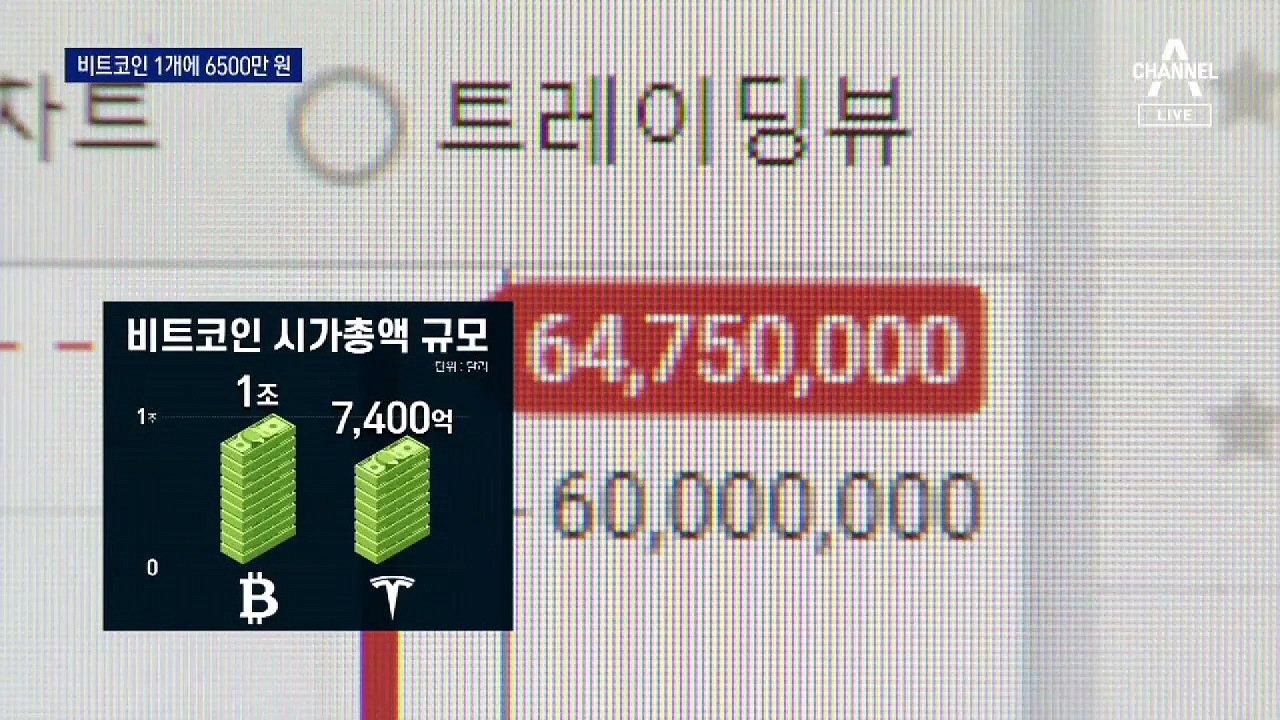 1개에 6500만 원 돌파…테슬라 시총 넘은 비트코인