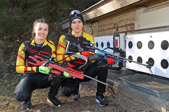 BIATHLON - Manon (17 ans) et Florent (19 ans) à l'entrainement le 21 février 2021