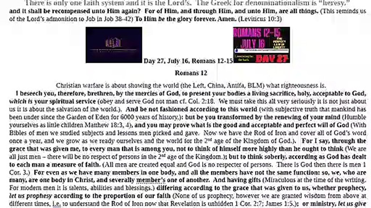 Romans 12 Transform your minds for the 2nd age of the Kingdom.
