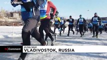 شاهد: مسابقة للجري فوق بحر متجمّد في الشرق الأقصى الروسي
