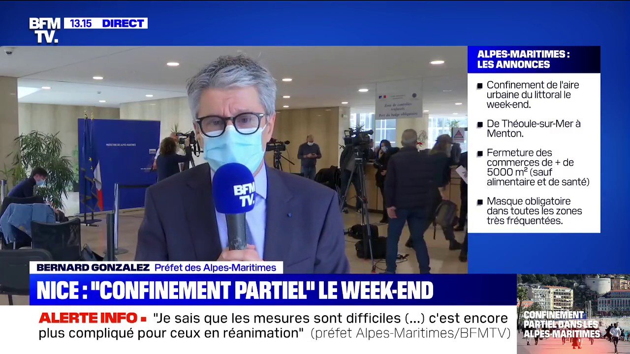 Confinement partiel: "Il y aura davantage de contrôles, la sévérité va être accrue", déclare Bernard Gonzalez, préfet des Alpes-Maritimes