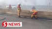 Traffic building up on Penang Bridge due to fire, accident