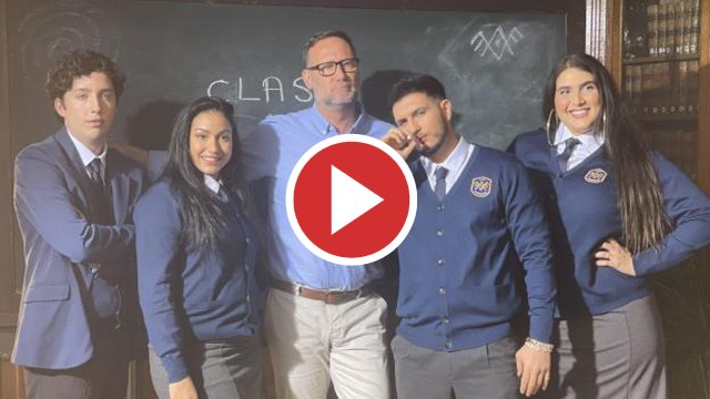 Pedro García Aguado, Dakota, el pequeño Nicolás, Omar Montes y Saray, en el divertido spot de 'El Internado'
