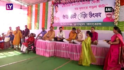 Nusrat Jahan और  Mimi Chakraborty ने कोलकाता के वृद्धाश्रम में मनाया 'भाई फोटा'