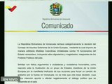 Venezuela rechaza las medidas coercitivas impuestas por la UE contra 19 funcionarios del Estado