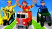 Kids Play and Learn Professions with Fire Truck, Excavator, Police Cars & Toy Vehicles