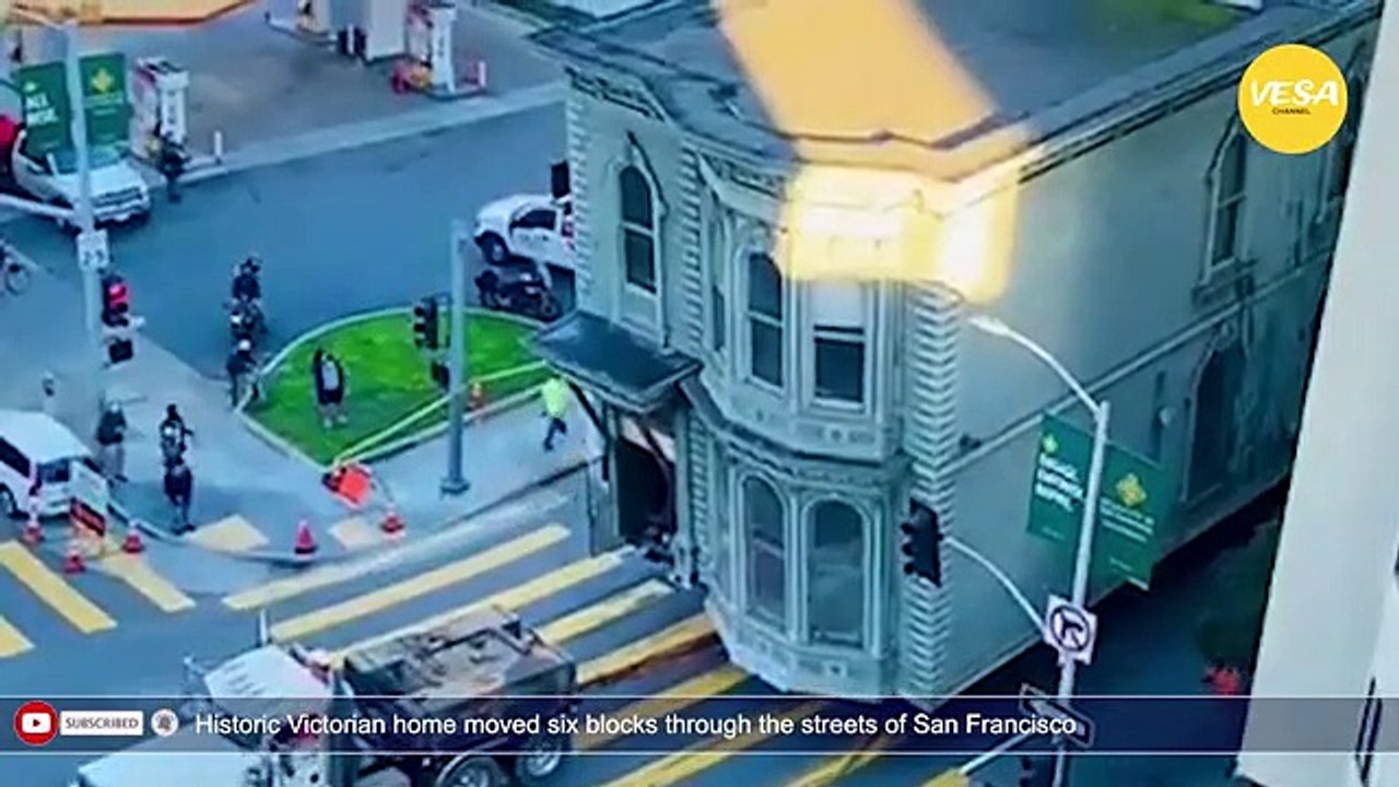 Historic Victorian home moved six blocks through the streets of San Francisco