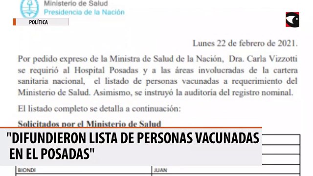 Difundieron lista de personas vacunadas en el Posadas