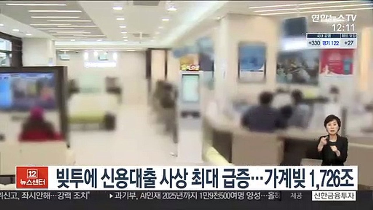 빚투에 신용대출 사상 최대 급증…가계빚 1,726조