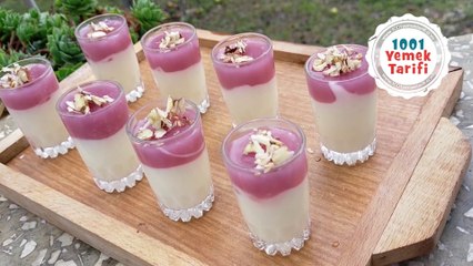 VİŞNELİ MUHALLEBİ TARİFİ | 2 Renkli Muhallebi Yapımı | Malzemeleri-Püf Noktaları