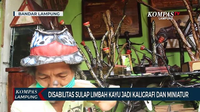 Disabilitas Sulap Limbah Kayu Jadi Kaligrafi dan Miniatur