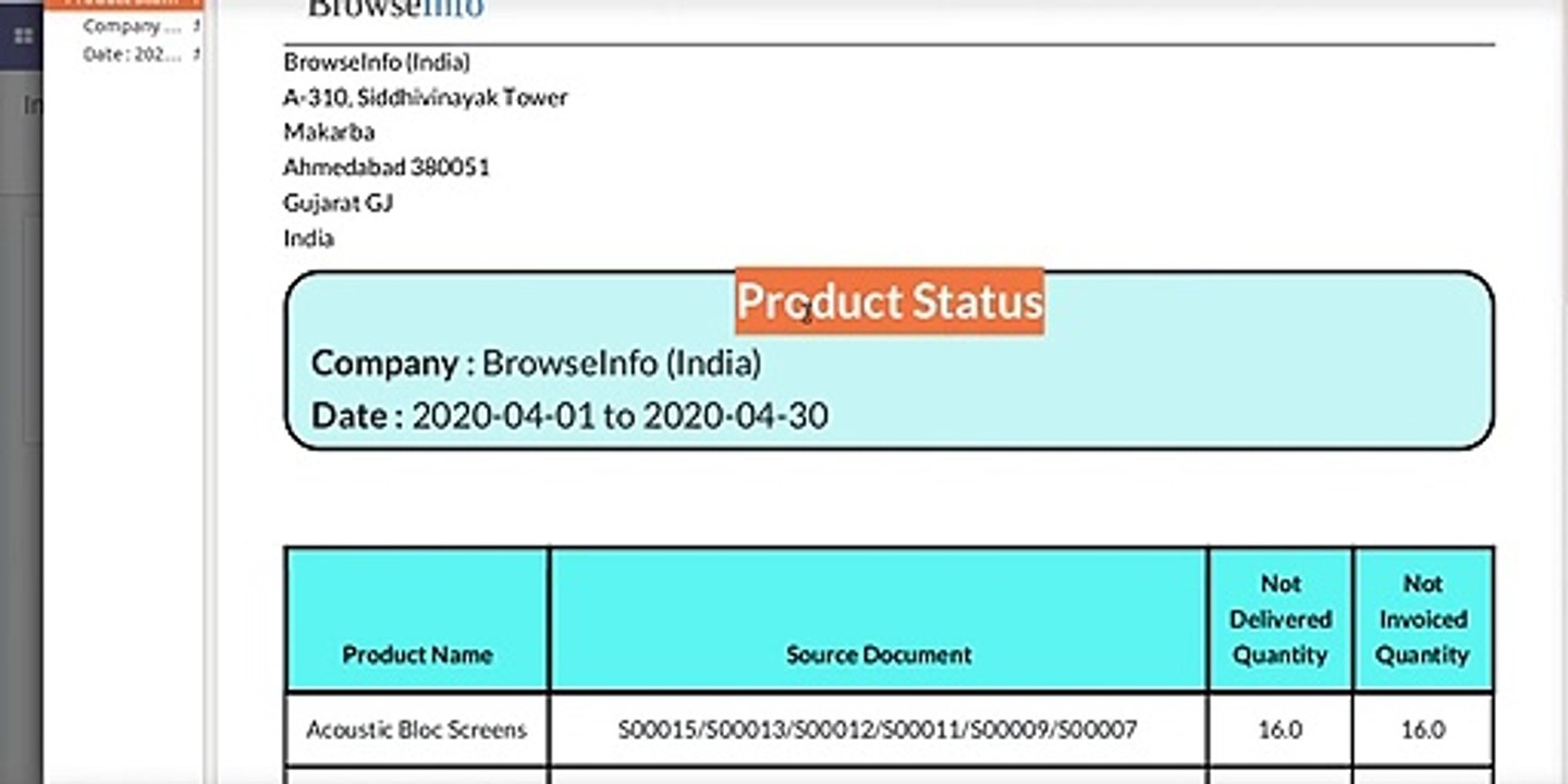 How to print the product status report between the start date and end date in XLS and PDF format | Odoo