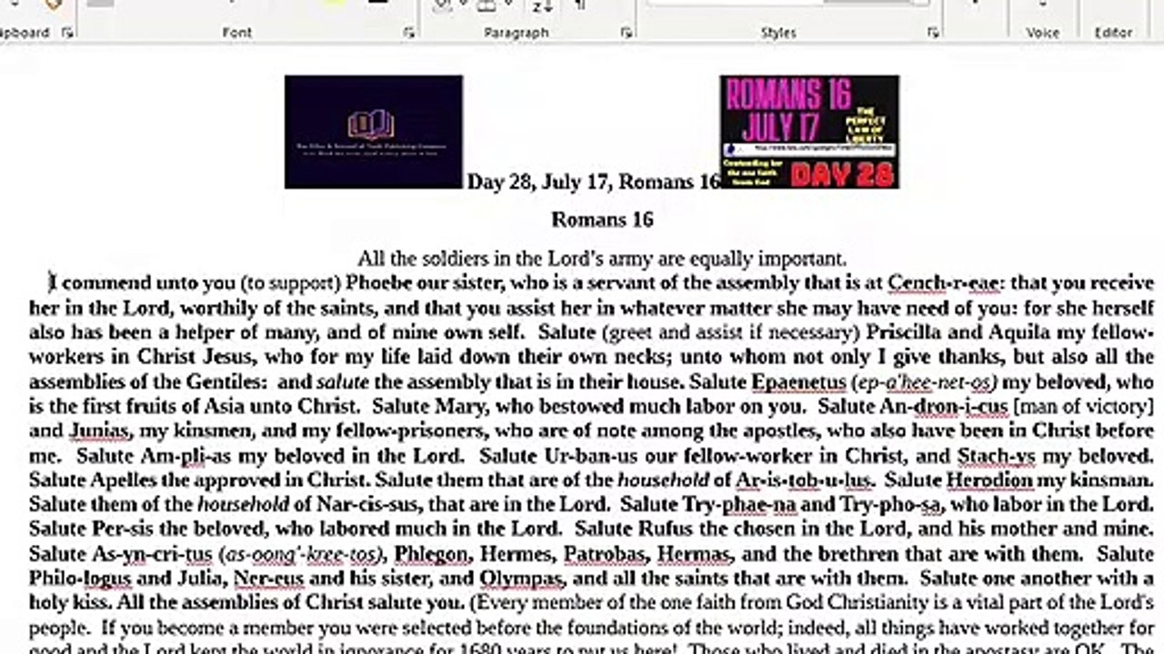 Romans 16. All the soldiers in the Lord’s army are equal.