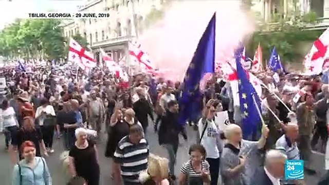 Georgia protests: Thousands rally in Tbilisi after opposition leader arrested