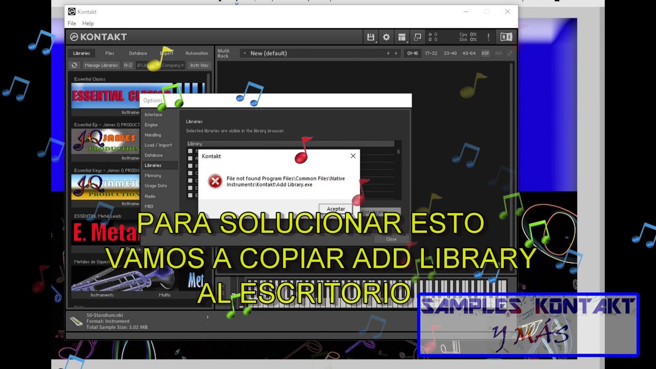 Kontakt 6.5.2 FULL (NUEVO FEBRERO 2021) - Instalación, SOLUCIÓN A ERROR “File Not Found”  y Agregar Librerías en 3 SIMPLES PASOS 100% RÁPIDO, FÁCIL Y PRÁCTICO By Los mejores tutoriales y más