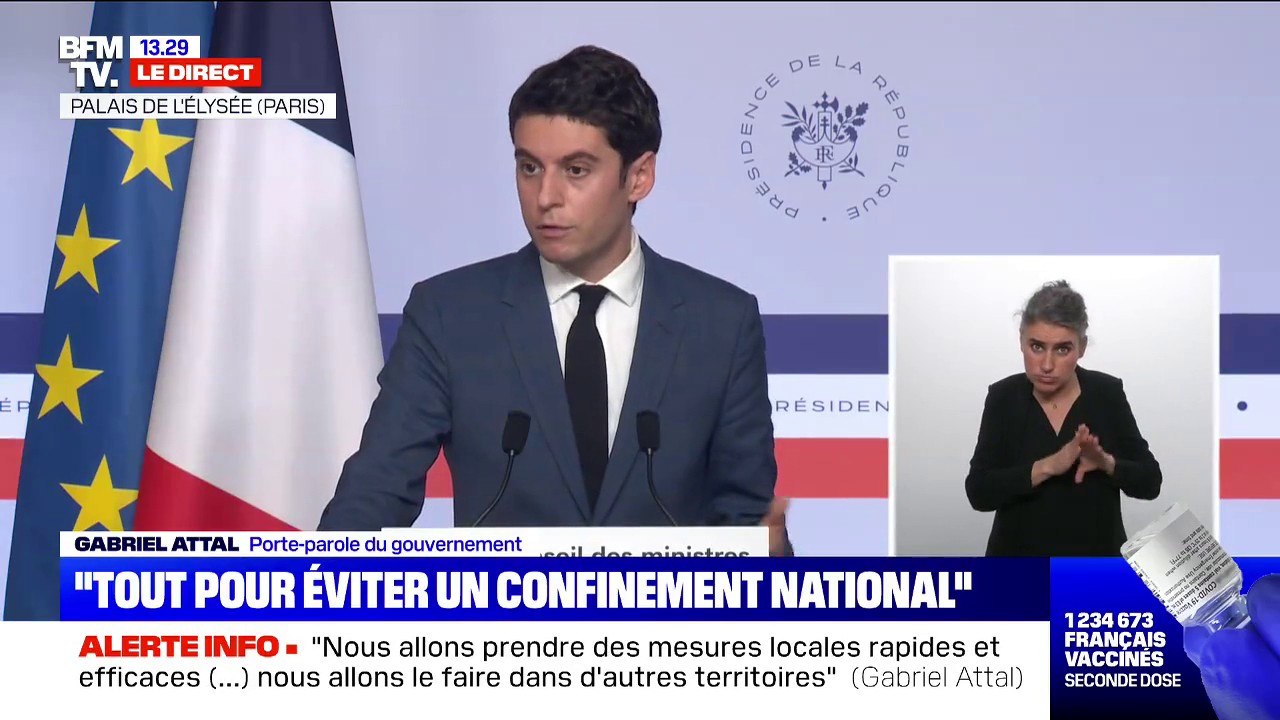 Gabriel Attal: "Il n'est pas prévu de prendre des mesures d'allègement des restrictions dans les départements" les moins touchés par l'épidémie