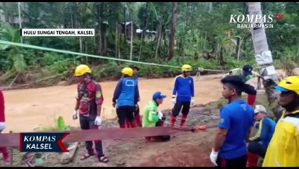 Penanganan Dampak Banjir, Tagana Kalsel Bangun Jembatan Gantung dan Jembatan Darurat di HST