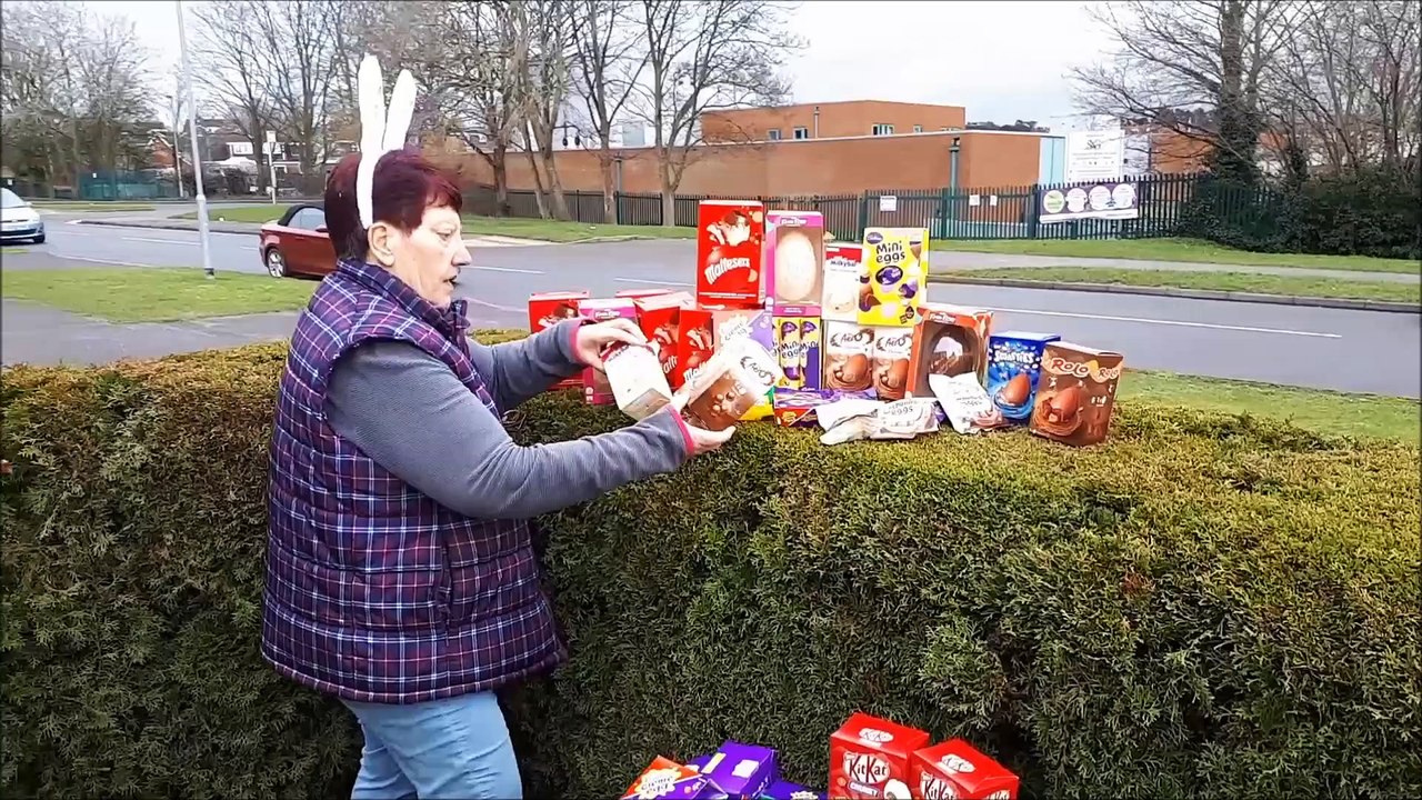 Jeanette Walsh collecting Easter eggs for children in need