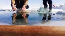 Donan Nazik Gölü'nde Eskimo usulü balık avı