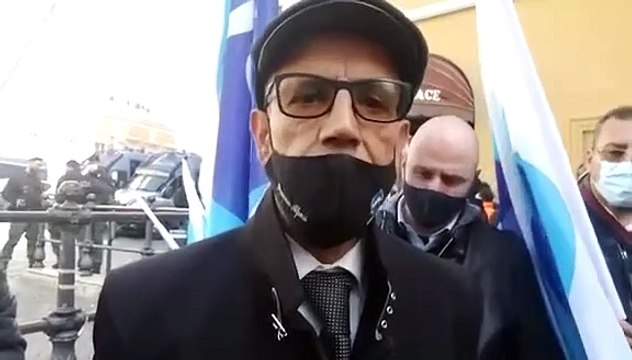 Francesco Alfonsi Segretario Federazione Trasporto Aereo UGL alla Protesta dei lavoratori aeroportuali