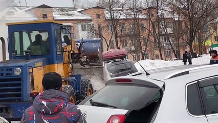 Burning Vehicle Gets Covered in Snow