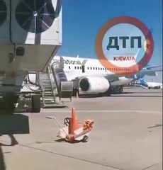 راكبة تخرج من باب الطوارئ  وتسير على جناح الطائرة !