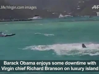 Obama kiteboards in Caribbean with billionaire Richard Branson