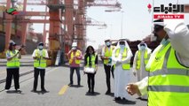 مدير عام مؤسسة الموانئ الشيخ يوسف العبدالله يقوم بجولة تفقدية في ميناء الشعيبة للاطمئنان على سير العمل