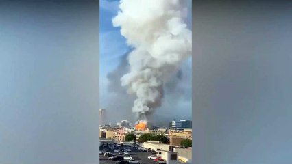 الدخان يغطي سماء لوس انجلوس بعد انفجار ضخم