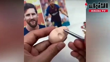 إبداع جديد في رسم الأسطورة ميسي بزمن كورونا