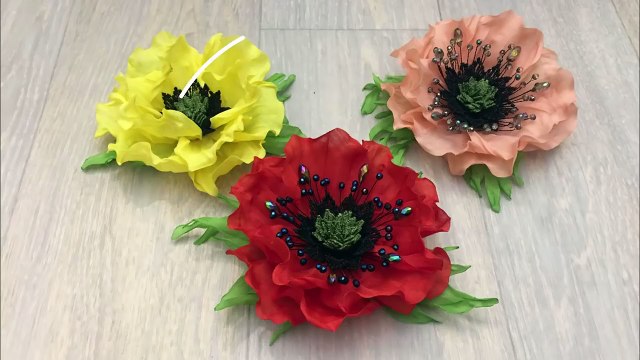 Poppy of synthetics chiffon.DIY_Amapola de gasa sintética