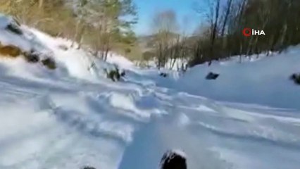 Köyde snowboard keyfi