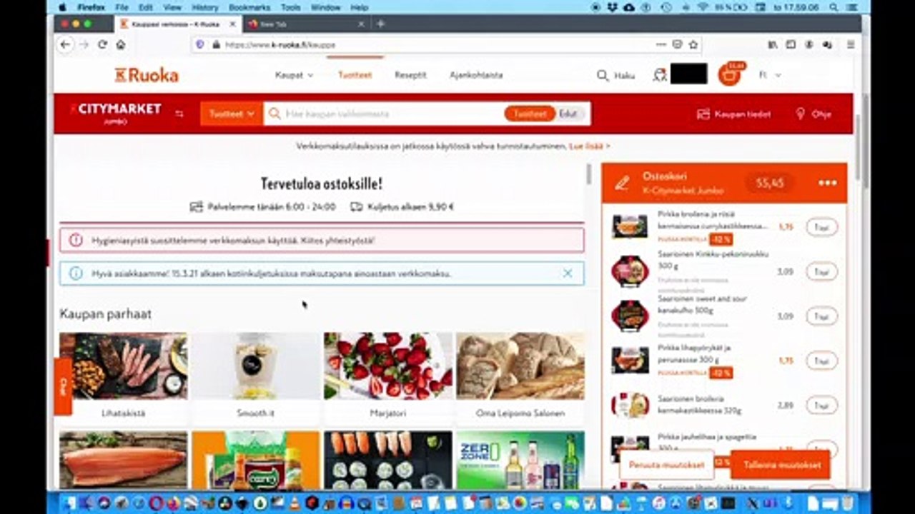 K-Ruoka ei anna minun muuttaa tilauksen maksutapaa