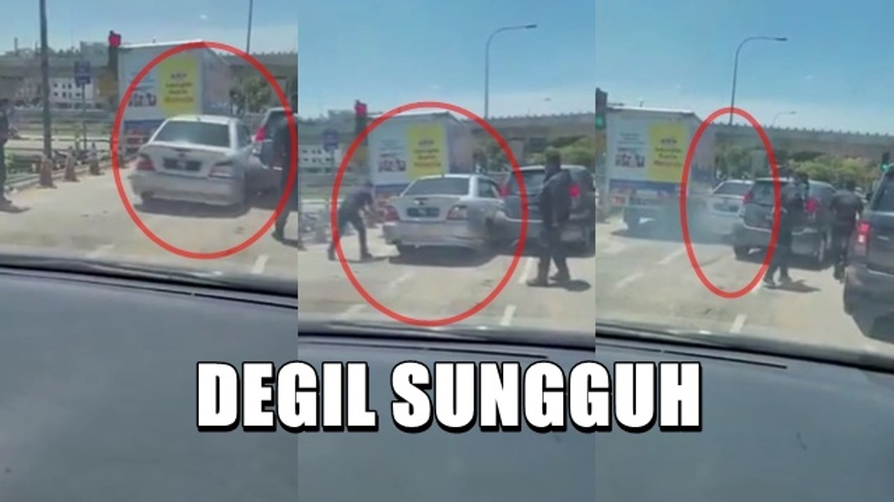 Walaupun beberapa kali ditembak tayar, kereta suspek gesel hingga lolos